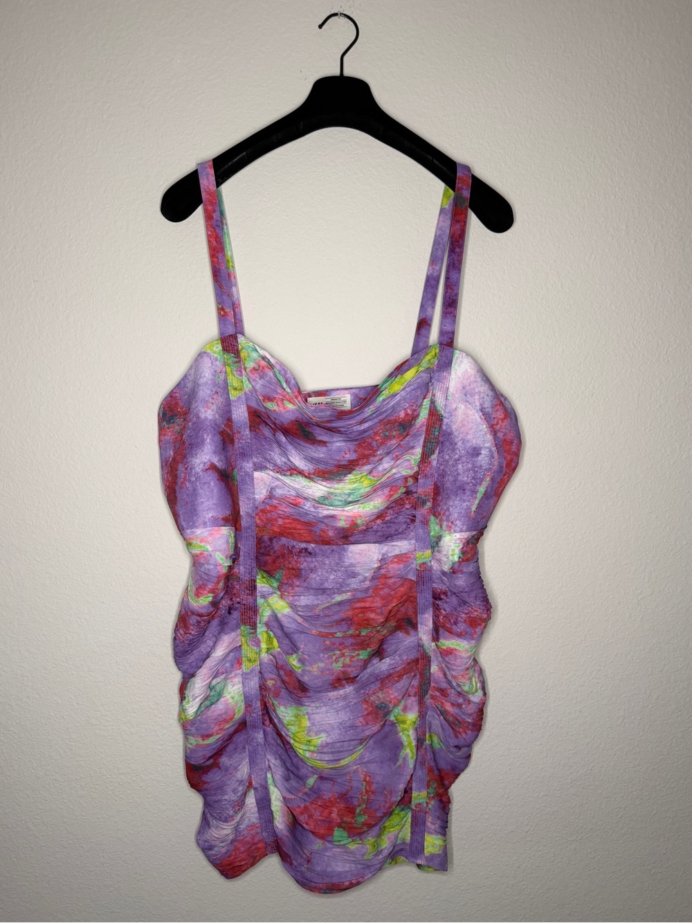 Purple Abstract Print Ruched Mini dress